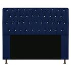 Cabeceira Lady Estofada com Strass 195 cm para Cama Box King Suede Azul Marinho Quarto - AM Decor