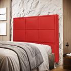 Cabeceira Maia 195 Modulada Estofada A-020 Couro Artificial Vermelho Aradecor