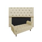 Cabeceira Mirage + Recamier Grécia Com Capitonê Casal 140 cm Suede Bege - DL DECOR