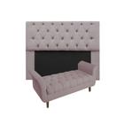 Cabeceira Mirage + Recamier Grécia Com Capitonê Casal 140 cm Suede Rose - DL DECOR