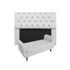 Cabeceira Mirage + Recamier Grécia Com Capitonê Queen 160 cm Suede Branco - DL DECOR