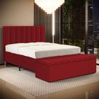 Cabeceira Nashira e Calçadeira Baú Navi 160 para Cama Queen N-033 Veludo Vermelho Aradecor