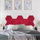 Cabeceira Painel Modulado Colmeia Blogueirinha Estofada 140cm Casal material sintético Vermelho - Ahz Móveis - AHAZZO MÓVEIS