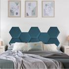 Cabeceira Painel Modulado Colmeia Blogueirinha Estofada 140cm Casal Tecido Sintético Azul Turquesa - Ahz Móveis - AHAZZO MÓVEIS