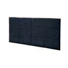 Cabeceira Painel Raissa 1,38 Cm Cama Box Suede Azul Marinho