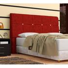 Cabeceira Pietra Casal King 186 Cm Com Baú Interno Suede Amassado Vermelho - DS Móveis