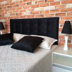 Cabeceira Preto Botonê 15 Suede Amassado Casal 140 X 60 Cm