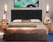 Cabeceira Queen com 4 detalhes Estofada Suspensa Moderna - 160 CM - Preto Suede