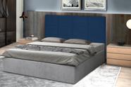 Cabeceira Raissa 120Cm Para Cama Box Solteiro Suede Azul Marinho