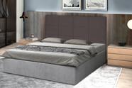 Cabeceira Raissa 138Cm Para Cama Box Casal Suede Marrom Claro