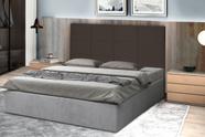 Cabeceira Raissa 138Cm Para Cama Box Casal Suede Marrom Escuro - Maitê Moda Casa