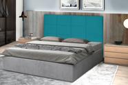 Cabeceira Raissa 193Cm Para Cama Box King Suede Azul Turquesa