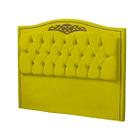 Cabeceira Solteiro 90cm Decorativa Maitê Veludo Amarelo - Montanaris Decor