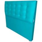 Cabeceira Solteiro Las Vegas Botone 15 Com Pes Suede Liso Azul Turquesa 90 x 120 Rbl