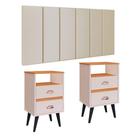 Cabeceira Suspensa Painel Encosto Cama 1,40 Julia Kit 2 Mesa Apoio Canto Gaveta Nicho Organizador Classic New Decoração Quarto Casal-RPM