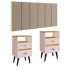 Cabeceira Suspensa Painel Encosto Cama 1,40 Julia Kit 2 Mesa Apoio Canto Gaveta Nicho Organizador Classic New Decoração Quarto Casal-RPM