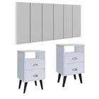 Cabeceira Suspensa Painel Encosto Cama 1,40 Julia Kit 2 Mesa Apoio Canto Gaveta Nicho Organizador Classic New Decoração Quarto Casal-RPM