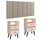 Cabeceira Suspensa Painel Encosto Cama 1,40 Julia Kit 2 Mesa Apoio Canto Gaveta Nicho Organizador Classic New Decoração Quarto Casal-RPM