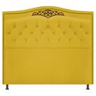 Cabeceira Yasmim Estofada Capitonê 140 cm para Cama Quarto Box Casal Suede Amarelo - Amarena - Am Decor