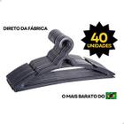 Cabide Adulto Preto kit 40 Cabides Reforçado Organizar Roupas