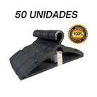 Cabide para Roupas Adulto Preto - 50 UNIDADES PREMIUM