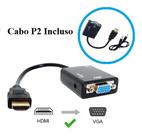 Cabo Adaptador HDMI Para VGA Com Saída e Cabo P2 Audio Novo