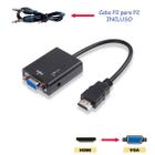 Cabo Adaptador Hdmi X Vga Hd Conversor Saída P2 Áudio