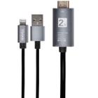 Cabo Adaptador Lightning para HDMI e USB Yookie YA13 (P8+) de 3 Metros - Prata/Branco