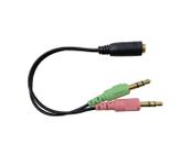 Cabo Adaptador Splitter Divisor de Fone e Microfone 2 P2 Macho x 1 P2 Fêmea - Verde