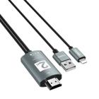 Cabo Adaptador Yookie YA13 - 2K - Lightning/HDMI/USB - Espelhamento - 2 Metros - Preto e Cinza