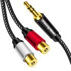 Cabo Áudio Yeung Qee 3,5mm (Macho) para 2 RCA (Fêmea) - 2m