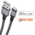 Cabo carregador iPhone Lightning USB original MFI Geonav reforçado para 6 6s 7 8 ou plus X XR XS SE 11 12 13 14 ou Pro Max