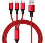 Cabo Carregador Usb Turbo 3 Em 1 Micro Usb Tipo C E Light