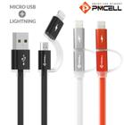 Cabo Celular 2 Em 1 - Micro Usb V8 + Lightning iPhone Conectores Blindados Cabo 1 metro - Cb-31