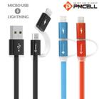 Cabo Celular 2 Em 1 - Micro Usb V8 + Lightning iPhone Conectores Blindados Cabo 1 metro - Cb-31