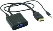Cabo Conversor HDMI para VGA + Audio Cabo P2 e USB Preto