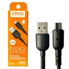 Cabo Dados Carga Rápida Micro Usb V8 x Usb 1 Metro 3A Kaidi Kd-28S Preto