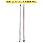 Cabo de Alumínio Retrátil Estriado Desmontável Multiuso Prático Rosca Universal 1,40cm