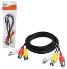 Cabo de audio e video 3rca macho x 3rca macho preto 1,5m - BEST FER