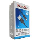 Cabo de Dados Micro-USB V8 Kingo Preto 1m 2.1A para LG K22