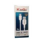 Cabo de Dados USB-C Kingo Branco 2m 2.1A para Galaxy A20/A30
