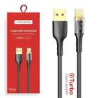 Cabo de dados usb lightning turbo 1.2m 5v 3.0a tomate tc-212l