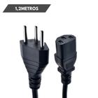 Cabo de Força Tripolar para PC e Monitor - Design Ergonômico - Cabo de Energia EA