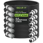 Cabo de microfone GearIt XLR macho para fêmea, 3 pinos, 3 m, pacote com 6