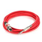 Cabo de Microfone XLR Femea Para P10 Mono - Vermelho - 15 Metros