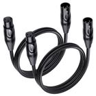 Cabo de microfone XLR Matters de 3 pés macho para fêmea, pacote com 2 - Cable Matters