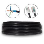 Cabo de Rede 100% Cobre 100 Metros CAT6 Preto Área Externa Dupla Capa Blindado UTP Fio Lan