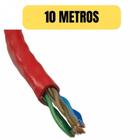 Cabo de rede cat6 10 metro vermelho 4px23awg internet megatron