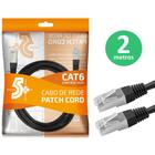 Cabo de Rede RJ45 CAT6 Patch Cord 2 Metros Preto - 0181086