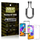 Cabo Espiral Samsung A21S + Capinha Anti Impacto + Película 3D - Armyshield